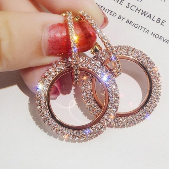 Jewelry - Elegant Crystal Hoop Earrings